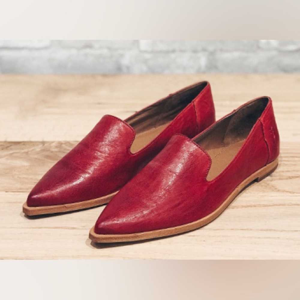 Red Leather Flats